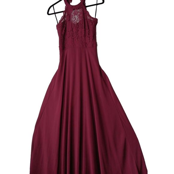 Lulus Dresses & Skirts - Lulu's Dance All Evening Burgundy Lace Maxi‎ Dress Gown  Size XSmall